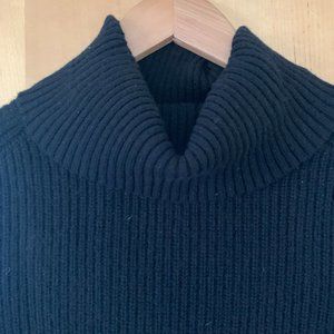 100% Cashmere Banana Republic Chiara Black Textured Rib Turtleneck | Size M